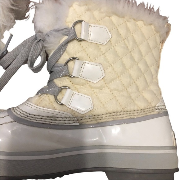 Sorel Torino White Gray Fur quilted Winter Boots size 6 waterproof - Picture 10 of 12